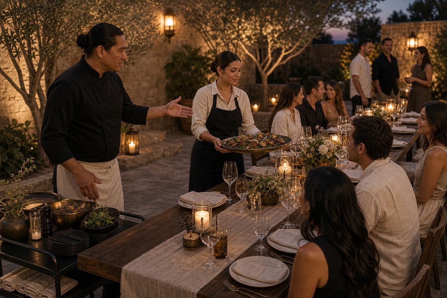 Family compound dinner sample for Hosted Catering