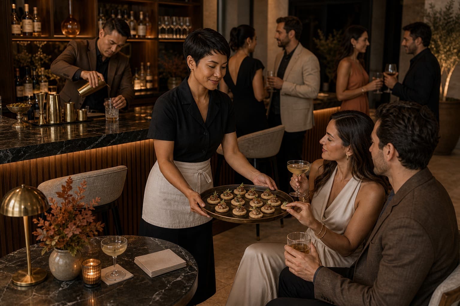 Cocktail and canape night sample for Hosted Catering
