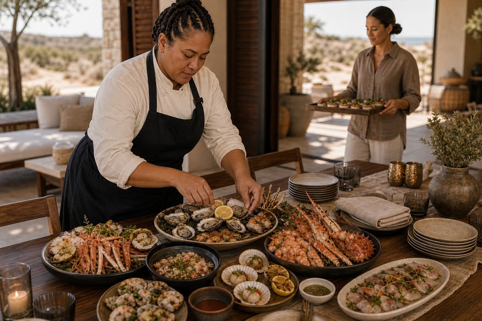 Beach house seafood spread sample for Hosted Catering