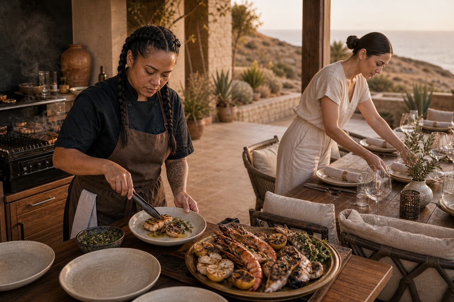 Seafood terrace dinner service option