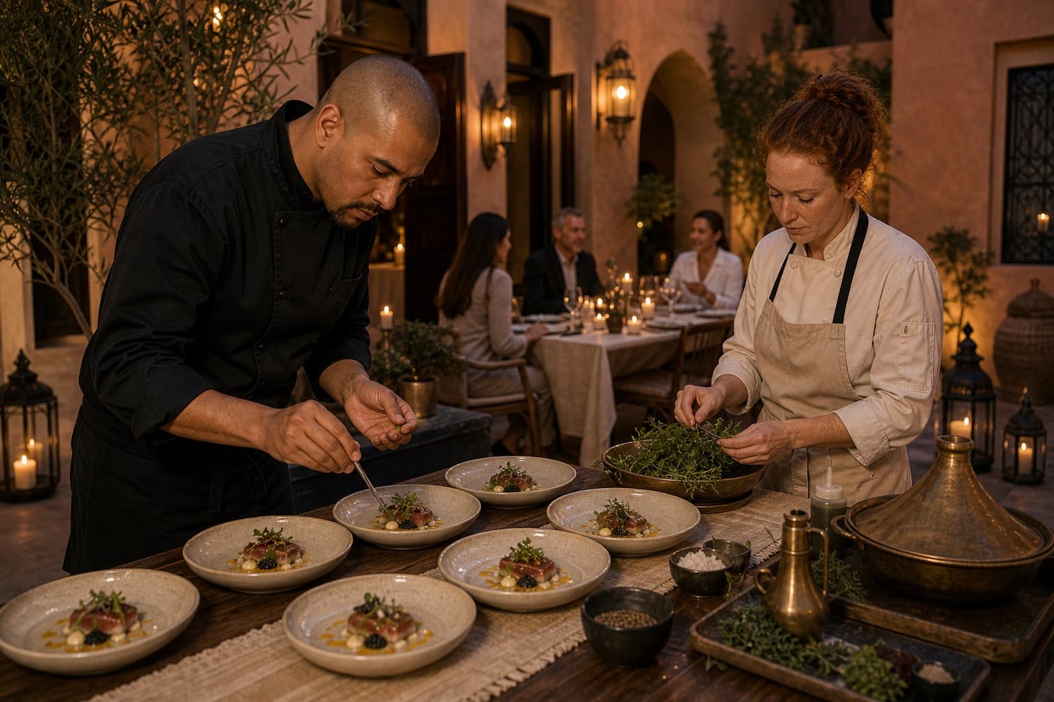 Riad courtyard tasting sample for Private Table